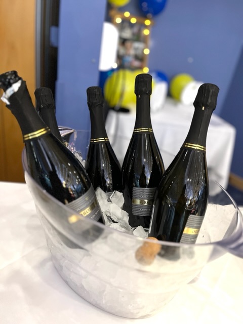 Bottles of champagne in an ice bucket